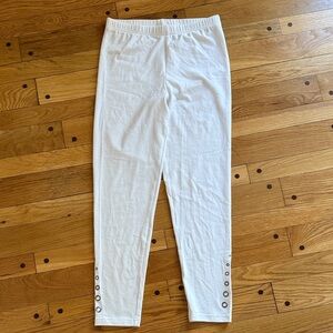 Simply Vera Vera Wang White Crop Ankle Leggings Metal Grommet Detail Sz L